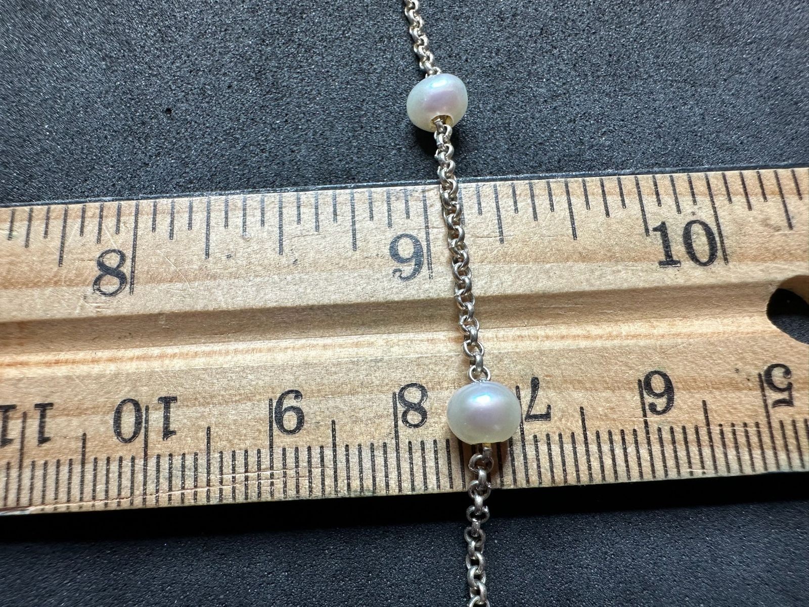 5.00g Vintage Sterling Silver 925 Chain Rolo Station Bead Link Necklace 16 in M