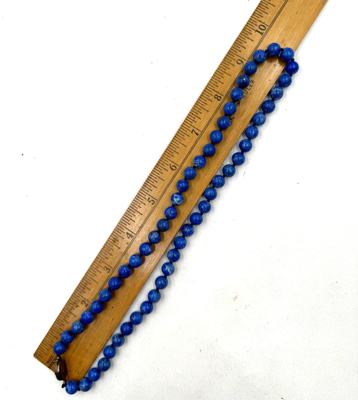 PERSIAN LAPIS LAZULI HAND KNOTTED VINTAGE CHINESE EXPORT NECKLACE STERLING CLASP