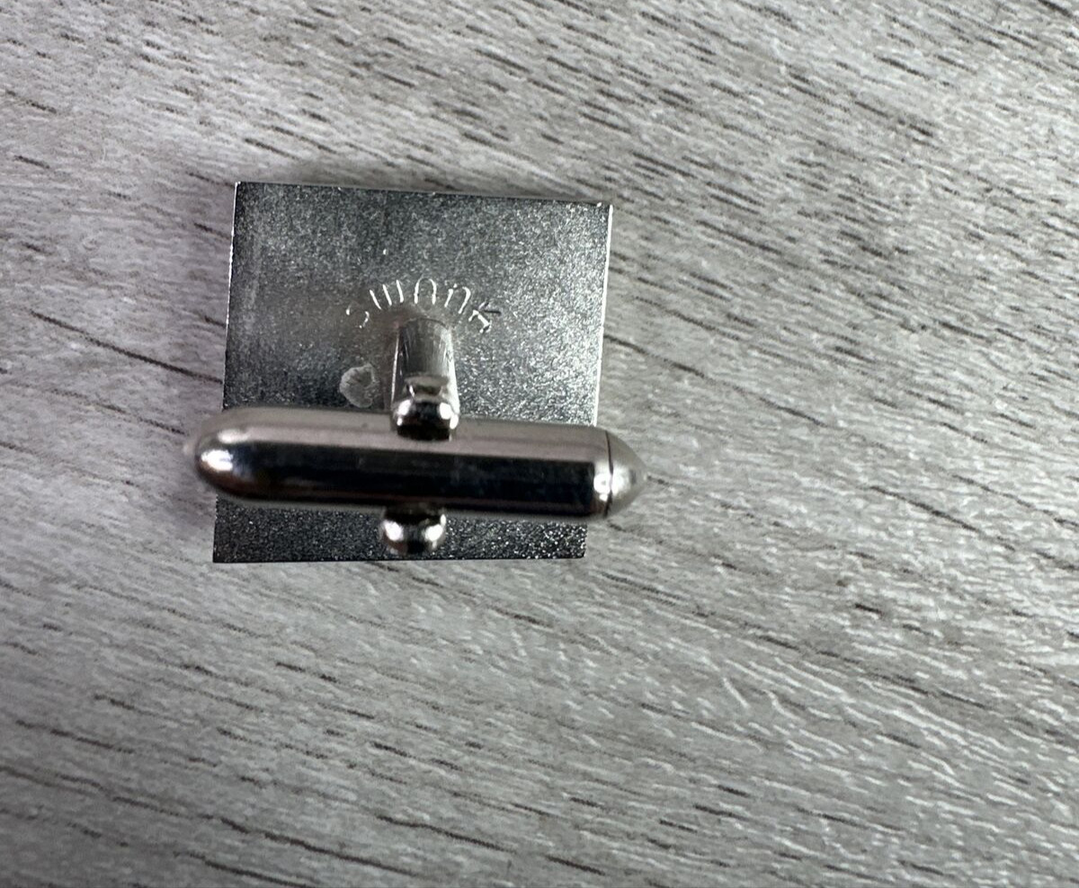 Vintage SWANK Cufflinks Square Silver Tone Black Dragon
