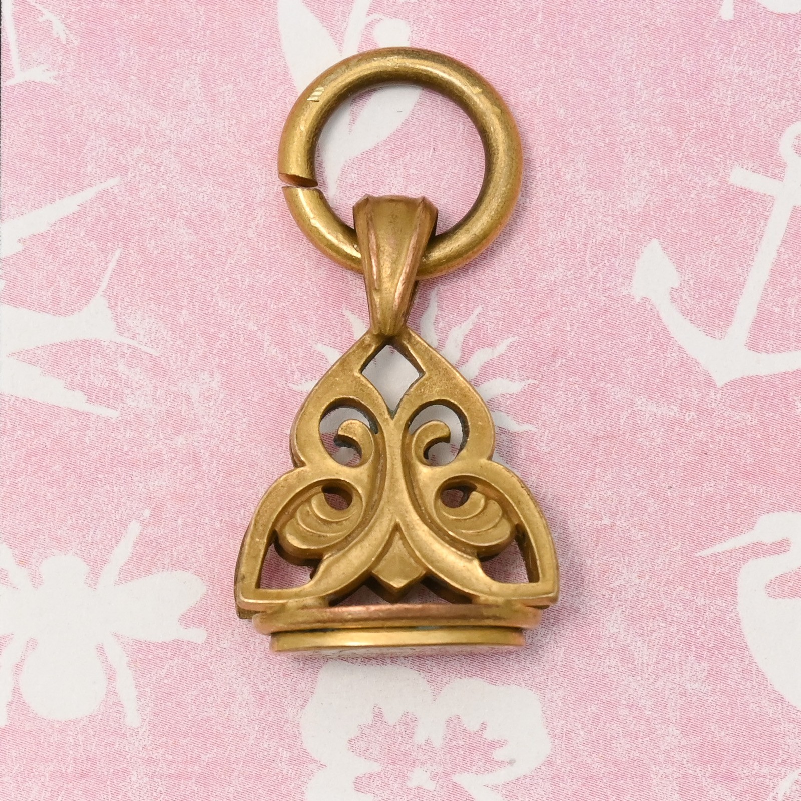 Antique Victorian Oversized Bail Foliate Yellow Gold Filled Fob Charm Pendant