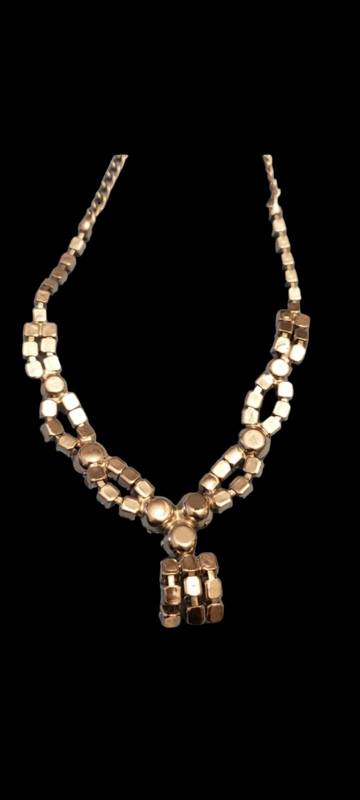 Vintage La Roco crystal necklace Clip on Earrings statement signed costume