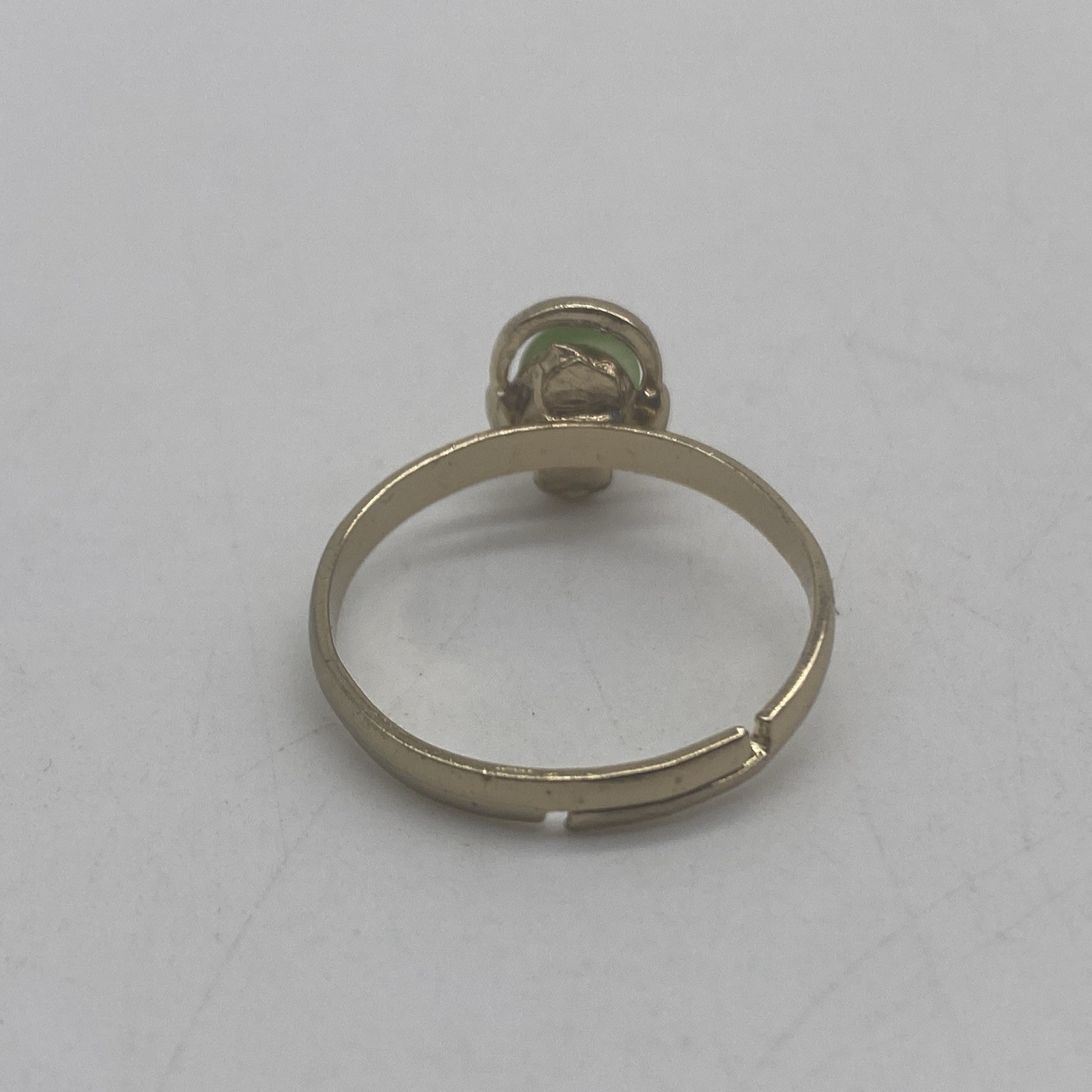 Gold Tone Green Stone Ring Size 7