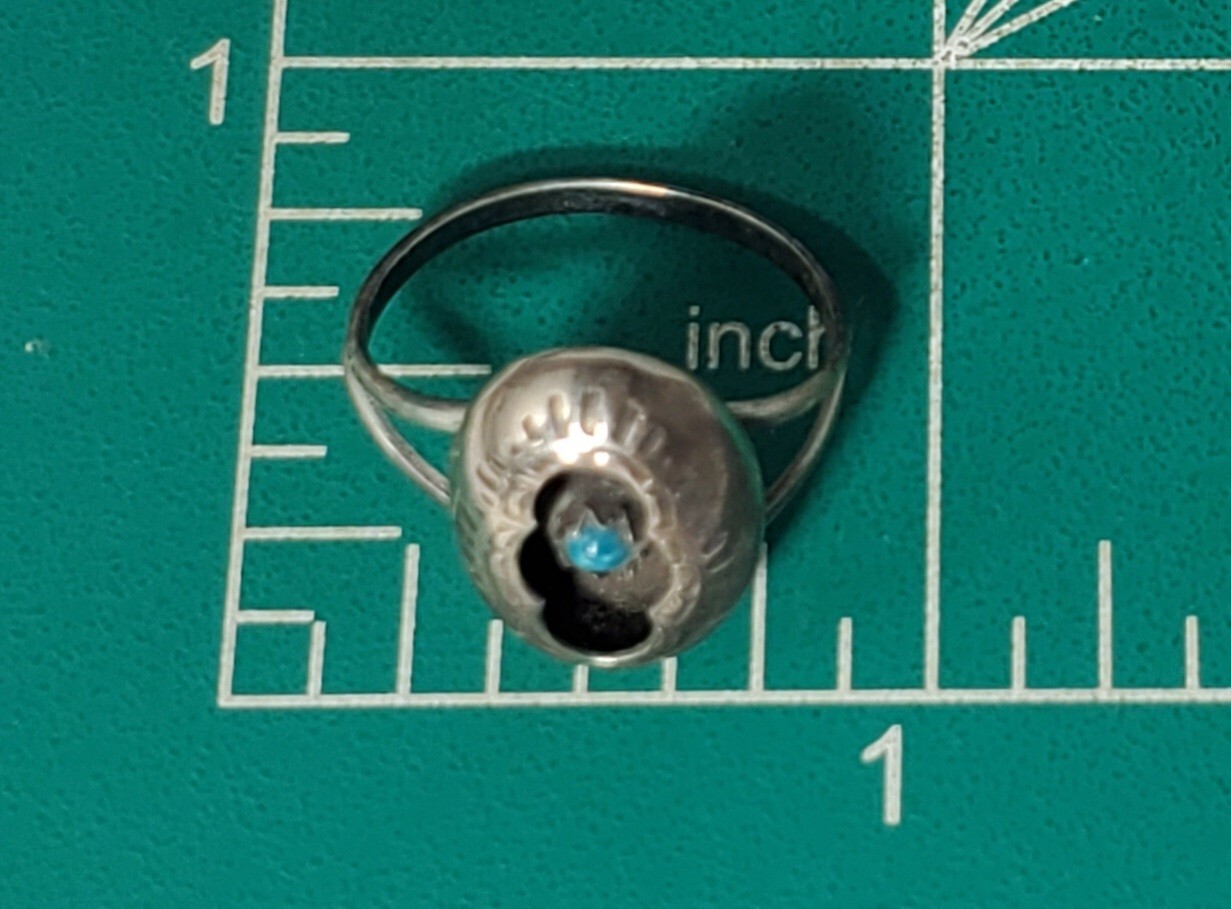 Vtg Sterling Silver SOUTHWEST Navajo Turquoise Shadow Box Ring Lot Sz 5.5