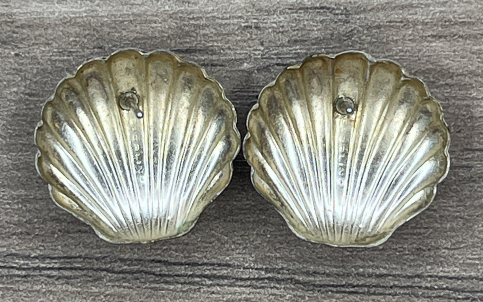Vintage Sterling Silver 925 Puffed Figural 3D Seashell Shell Post Earrings 3.5g