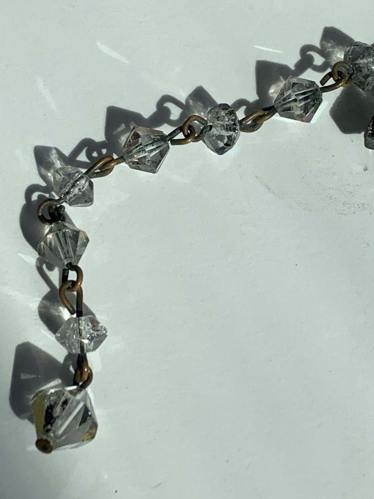 Aurora Borealis Multi Strand Collar Necklace Glass Beaded Bicone AB Silver Vtg