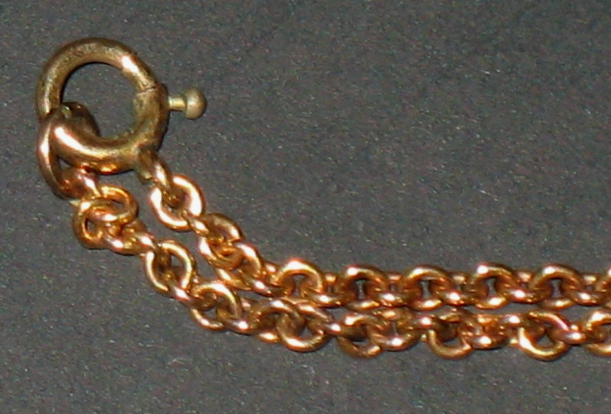 Fabulous Victorian 10k 2 Color Gold Necklace W/Gemstone Black Onyx 12″ Chain