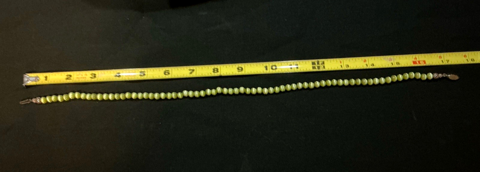 Vintage Lime Green Cats Eye 17” Bead Necklace Stunning!