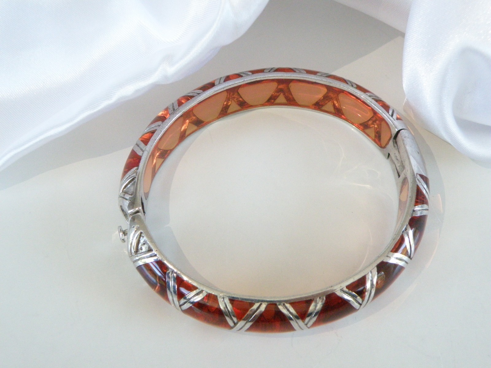 Angelique de Paris Sterling Silver Bamboo Thick Hinged Bracelet 7.5″