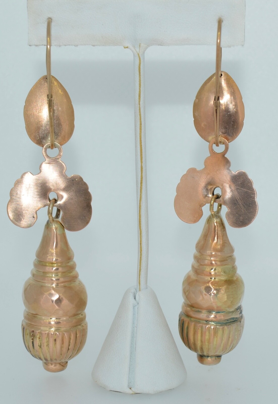 4.25 Inch Victorian 10k Rose Gold Day & Night Earrings