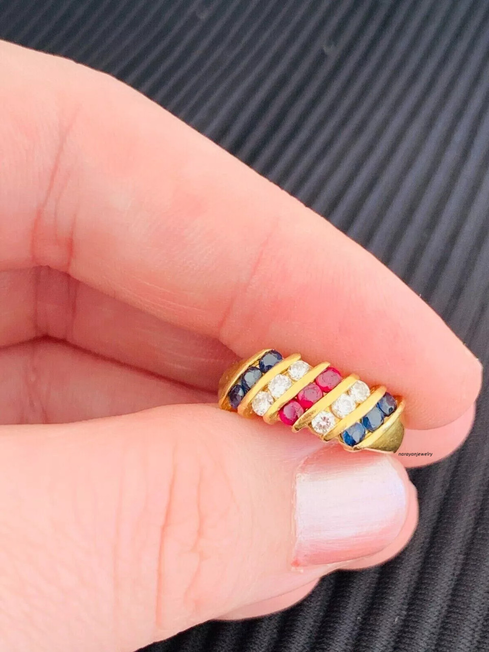 2 CT Lab Created Ruby & Sapphire Round Wedding Band Ring 14k Yellow Gold Plated
