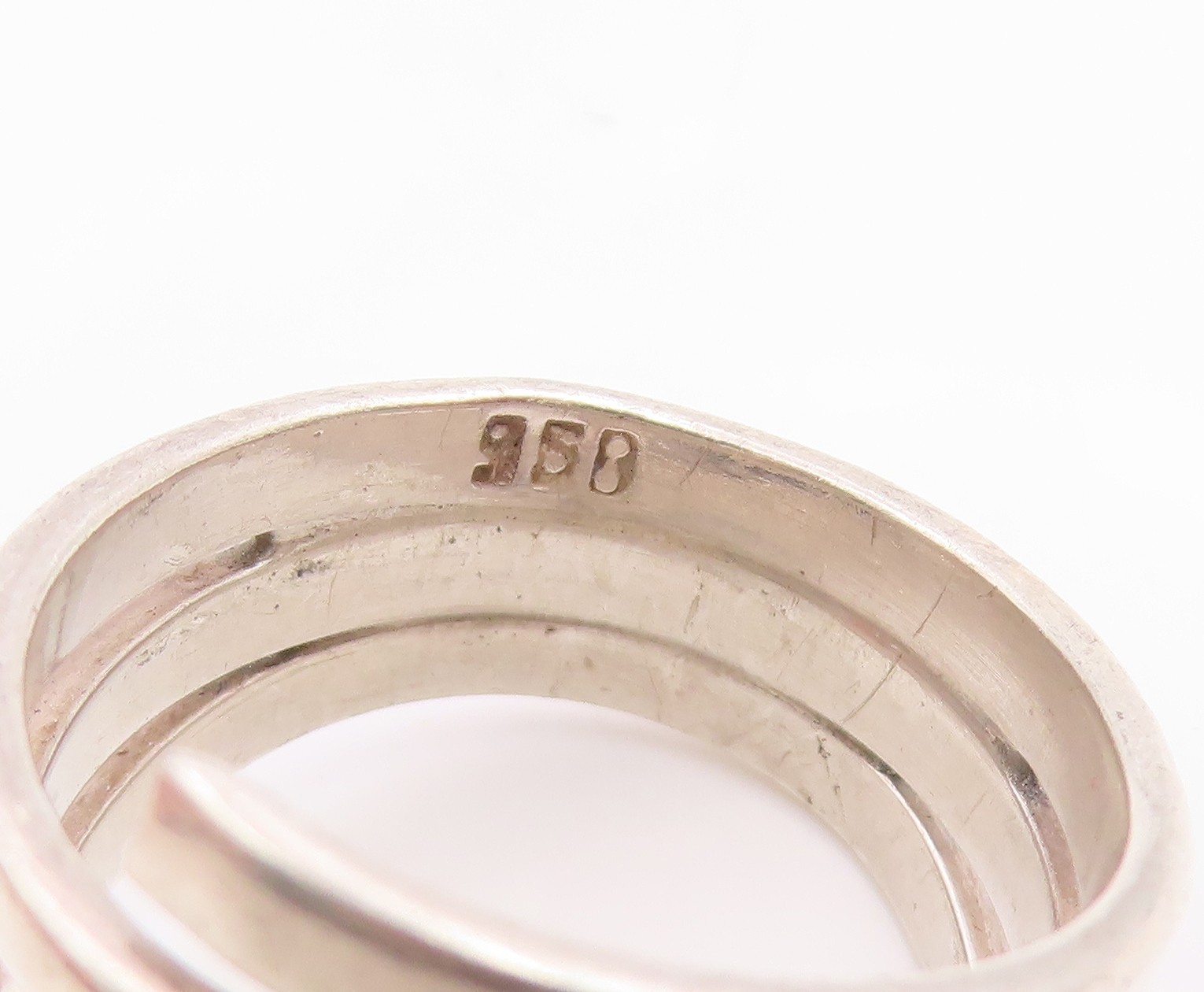 925 Sterling Silver Vintage Ring Modernist Multi Strand Wrap Band Sz 7 RG35892