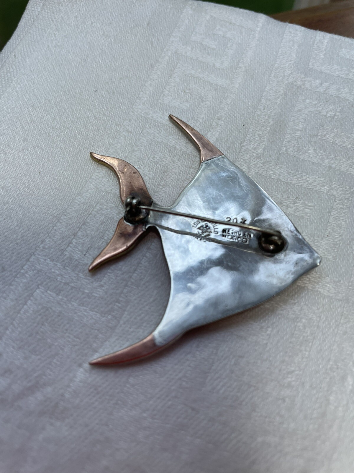 Los Castillo Vintage Mexican Sterling Silver Copper Brass Mixed Metal Fish Pin