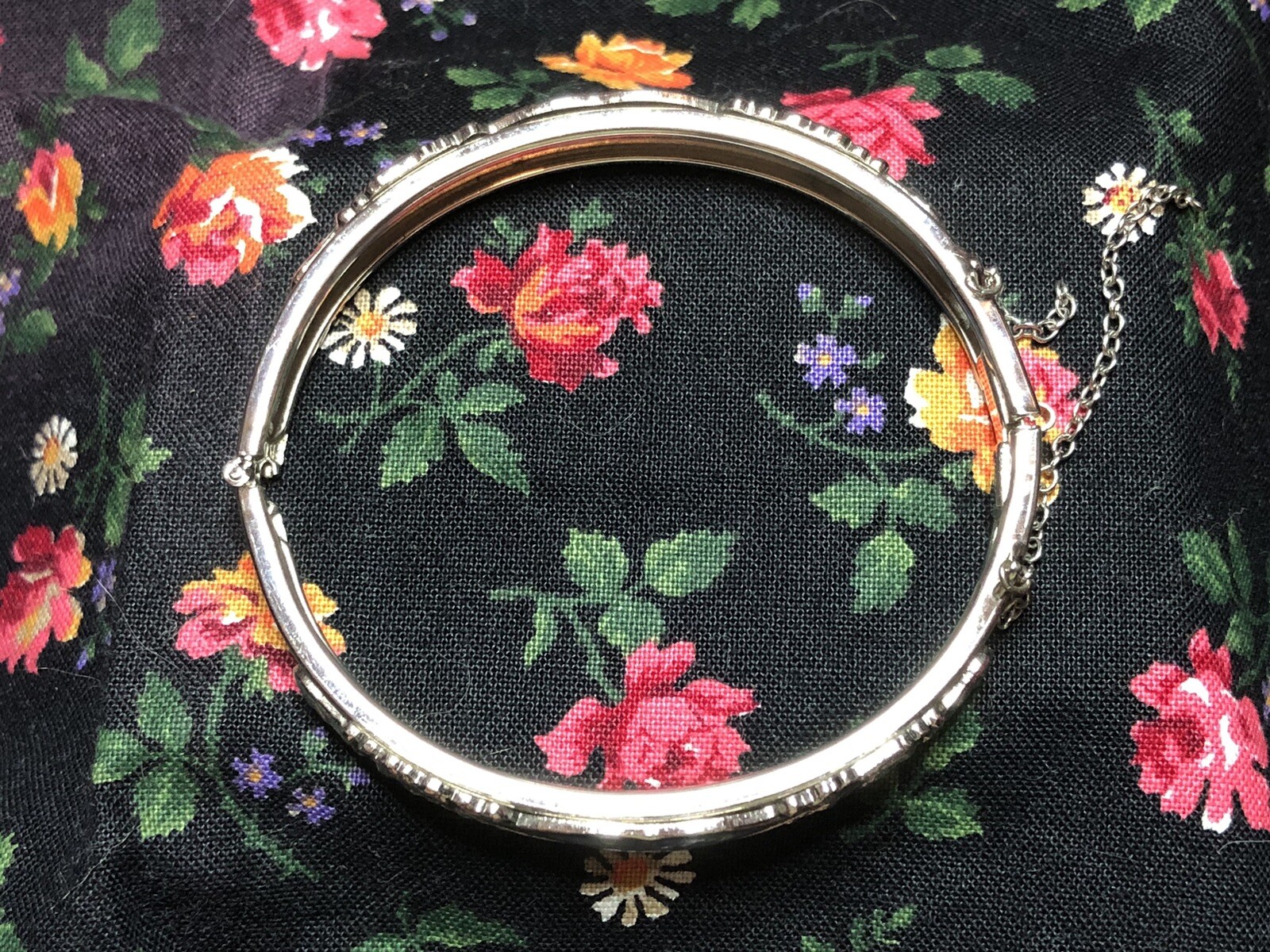 Whiting and Davis Silver Tone Hindged Bracelet Bangle As Is GUC