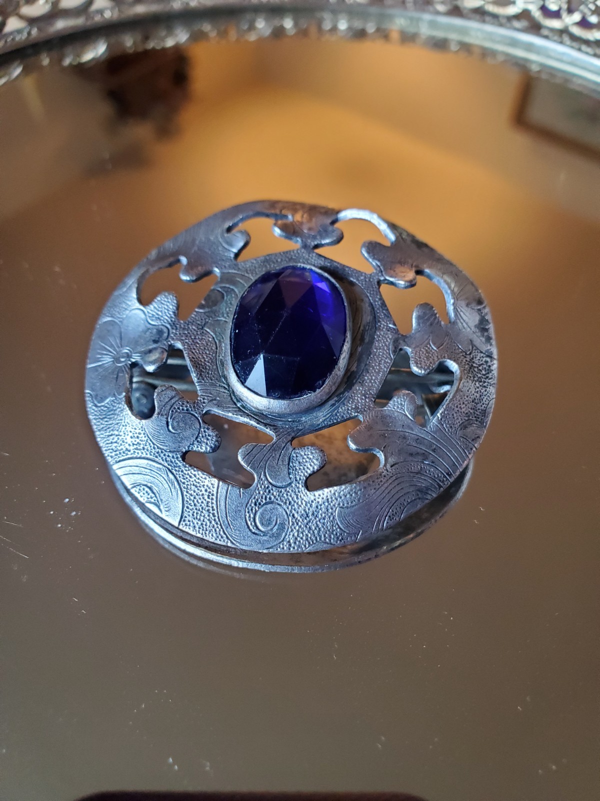 Antique Violet Blue Brooch, vintage pin / jewelry, old, Victorian ?