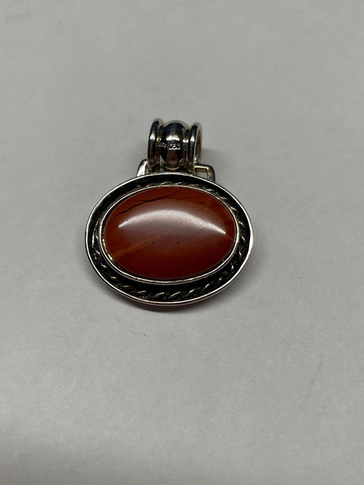 Vintage Large DBJ 925 Sterling Silver Red Rasper Pendant 20g Signed