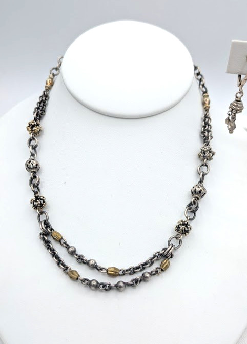 Sterling Silver Necklace Earring Set Artisan 925 Chain Link