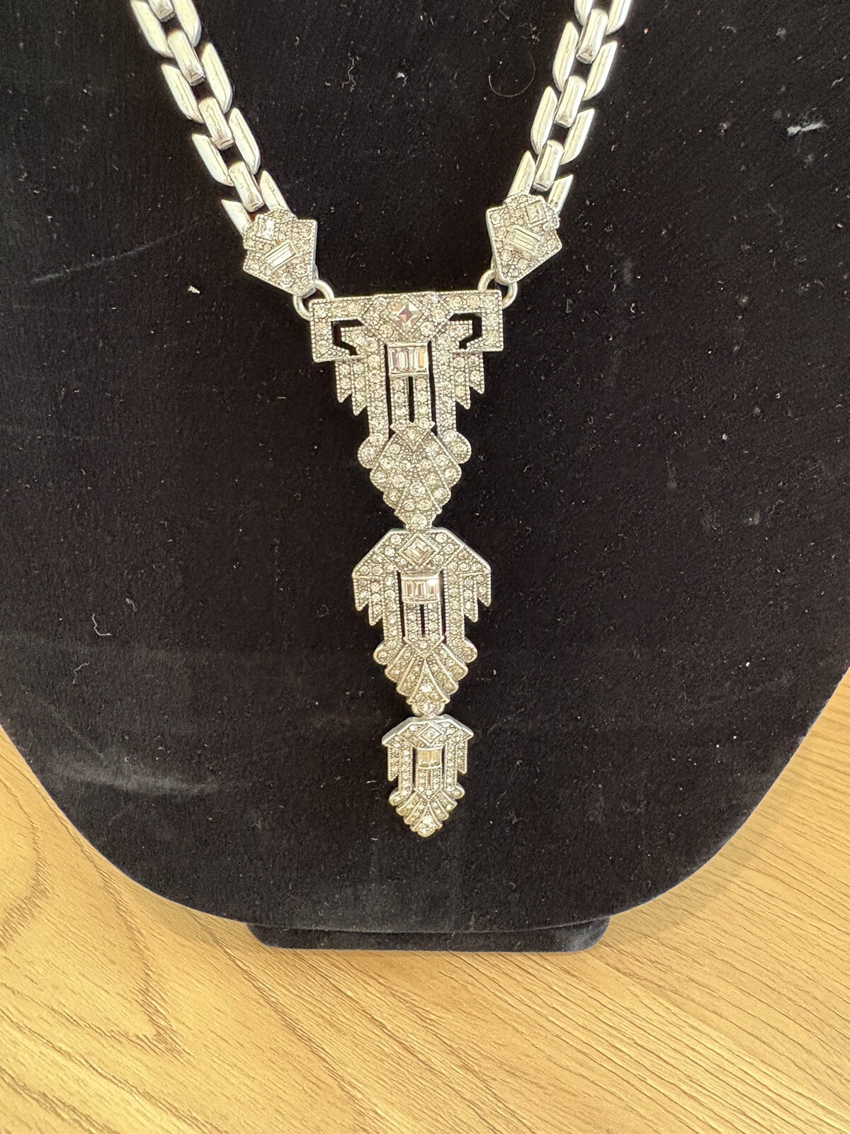 Stella & Dot Necklace Casablanca Rhinestone Silver Tone Convertible Pendant 18”