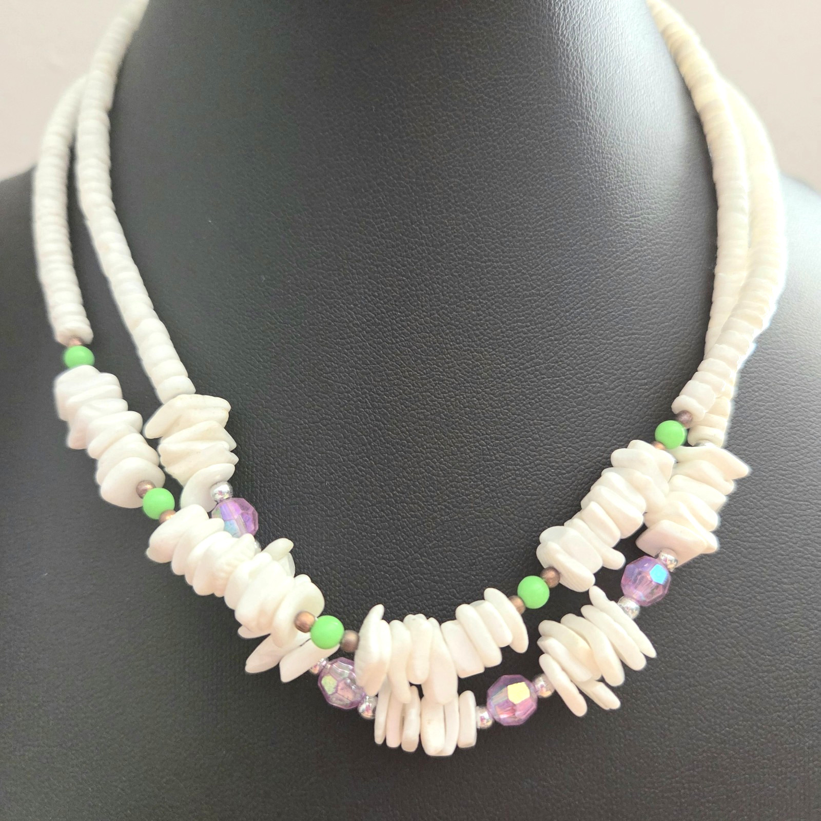 5 Surfer Heishi Puka Shell Necklace Hawaiian Vintage