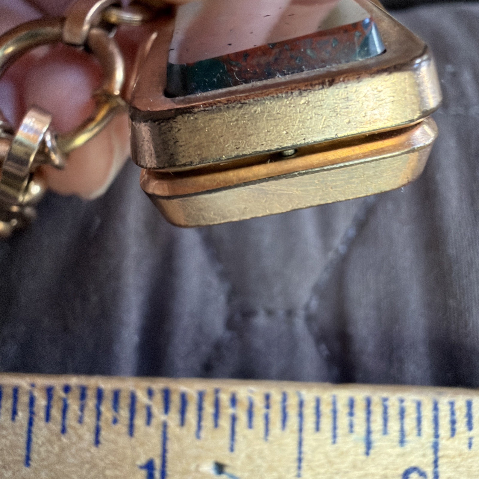 Victorian Lovely 59g Gold Fill Book Link Necklace GF Agate Bloodstone Locket Fob