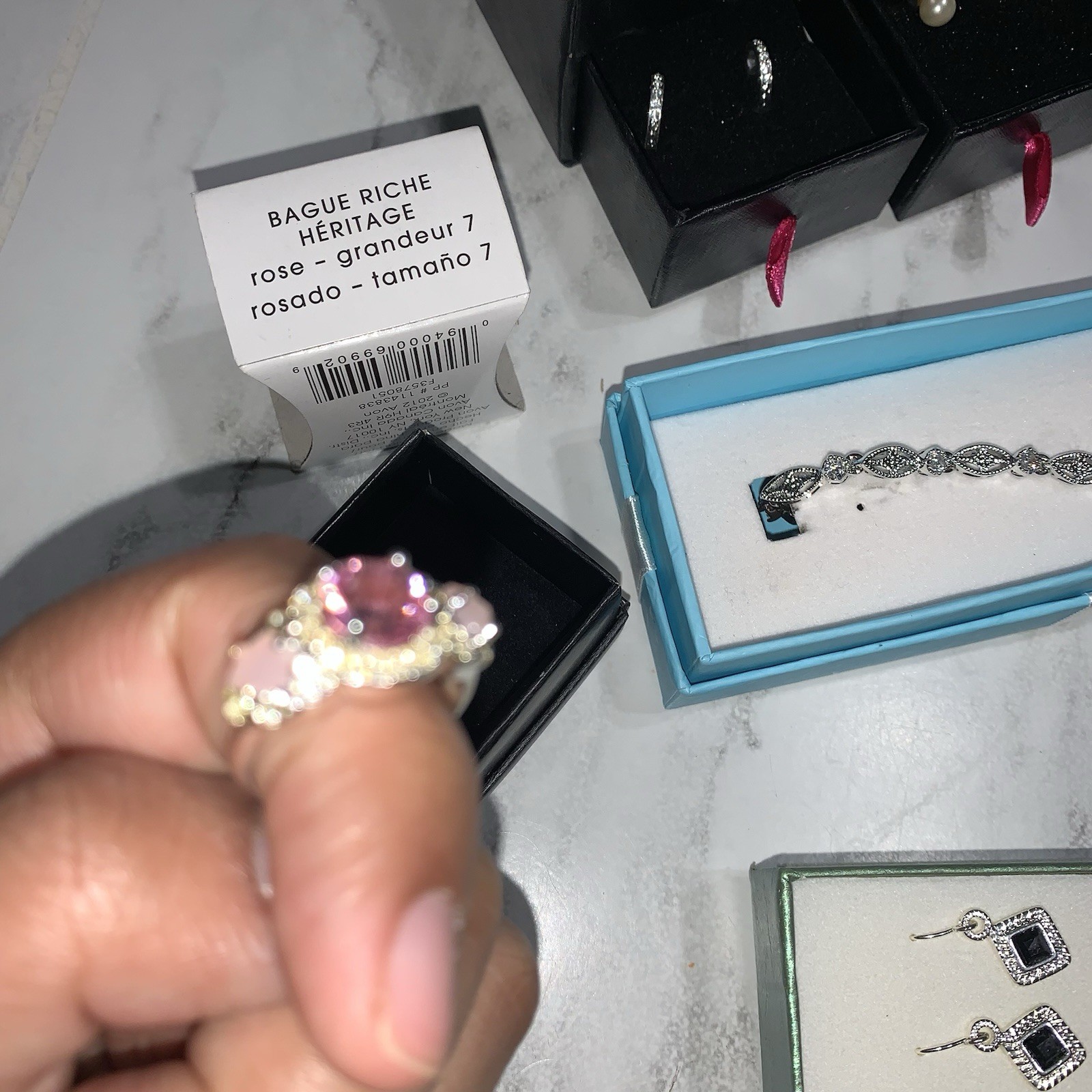 Avon Jewelry Lot Of 5 Pcs Vintage Ring Bracelet Watch Earrings