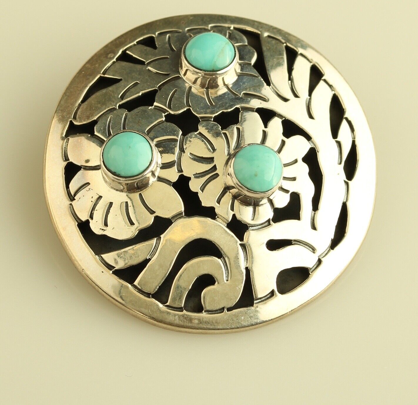 Dominique Dinouart DDD Mexico Sterling Silver Turquoise FLOWER CHARIOT pendant