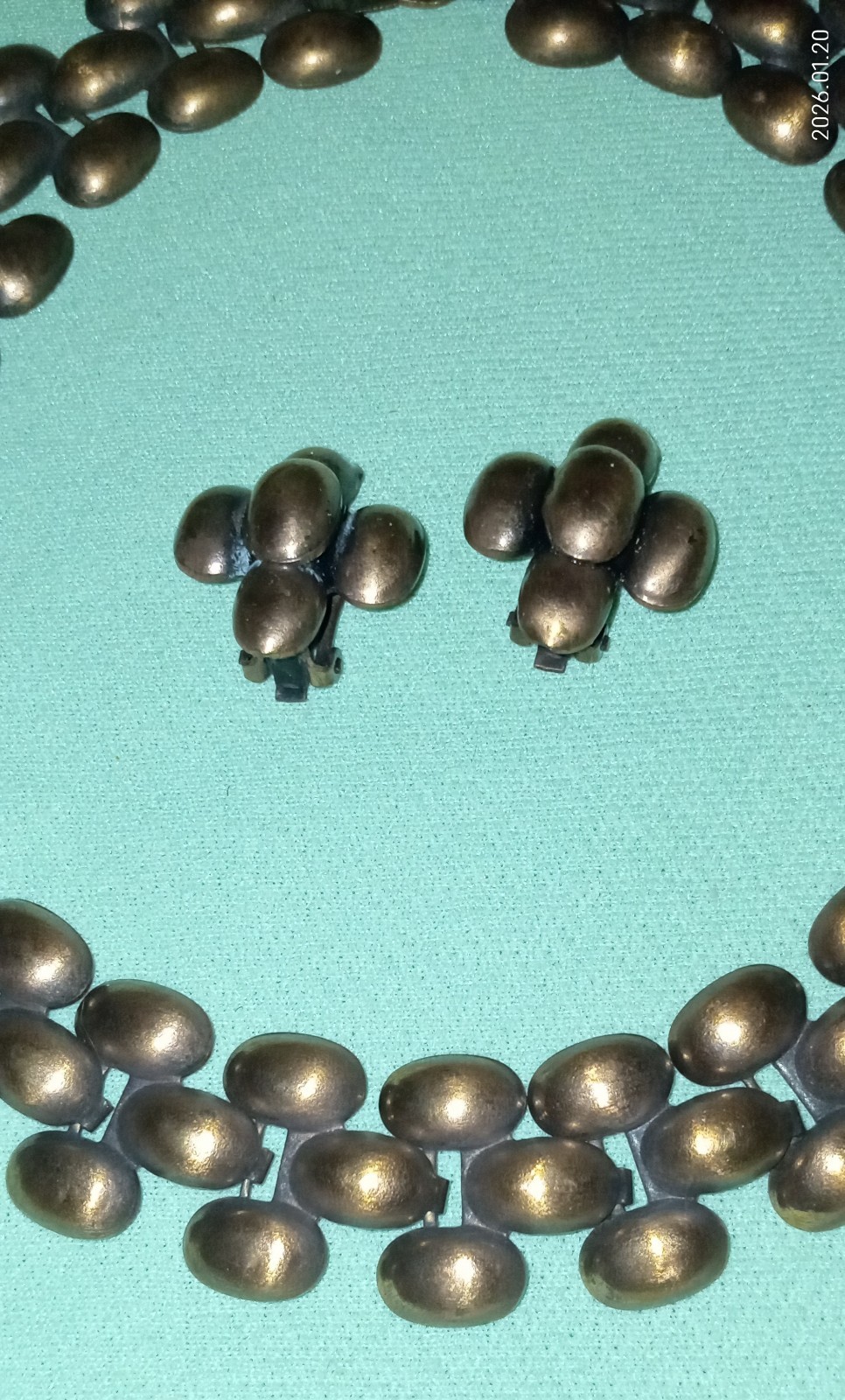 Vintage SIGNED La Roco COPPER Modernist Necklace Choker Earrings SET Estate