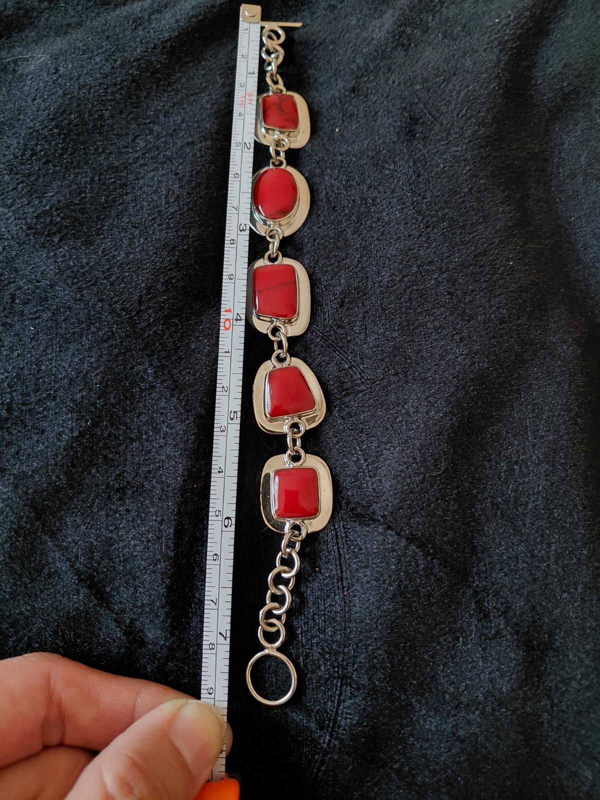 Taxco Vintage Signed ATI Mexico Sterling Silver Red Jasper Bracelet And Ring Set