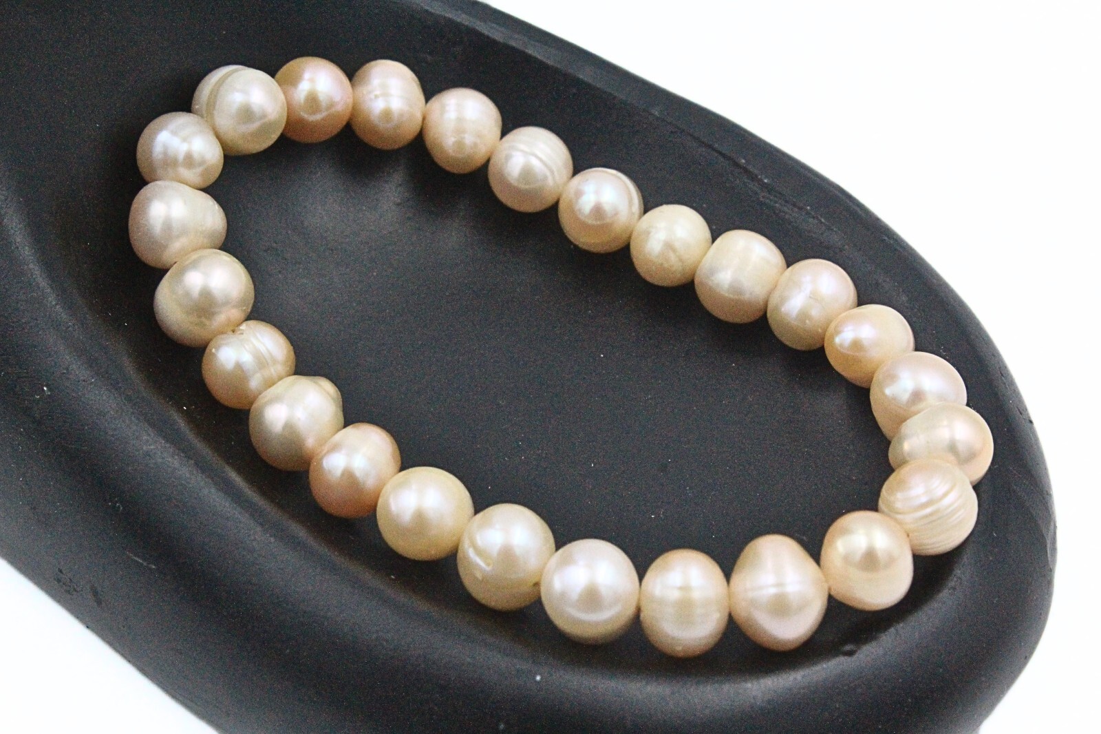 Stunning Classic HSN Keshi Champagne Freshwater Pearl Stretch 2 Set Bracelet