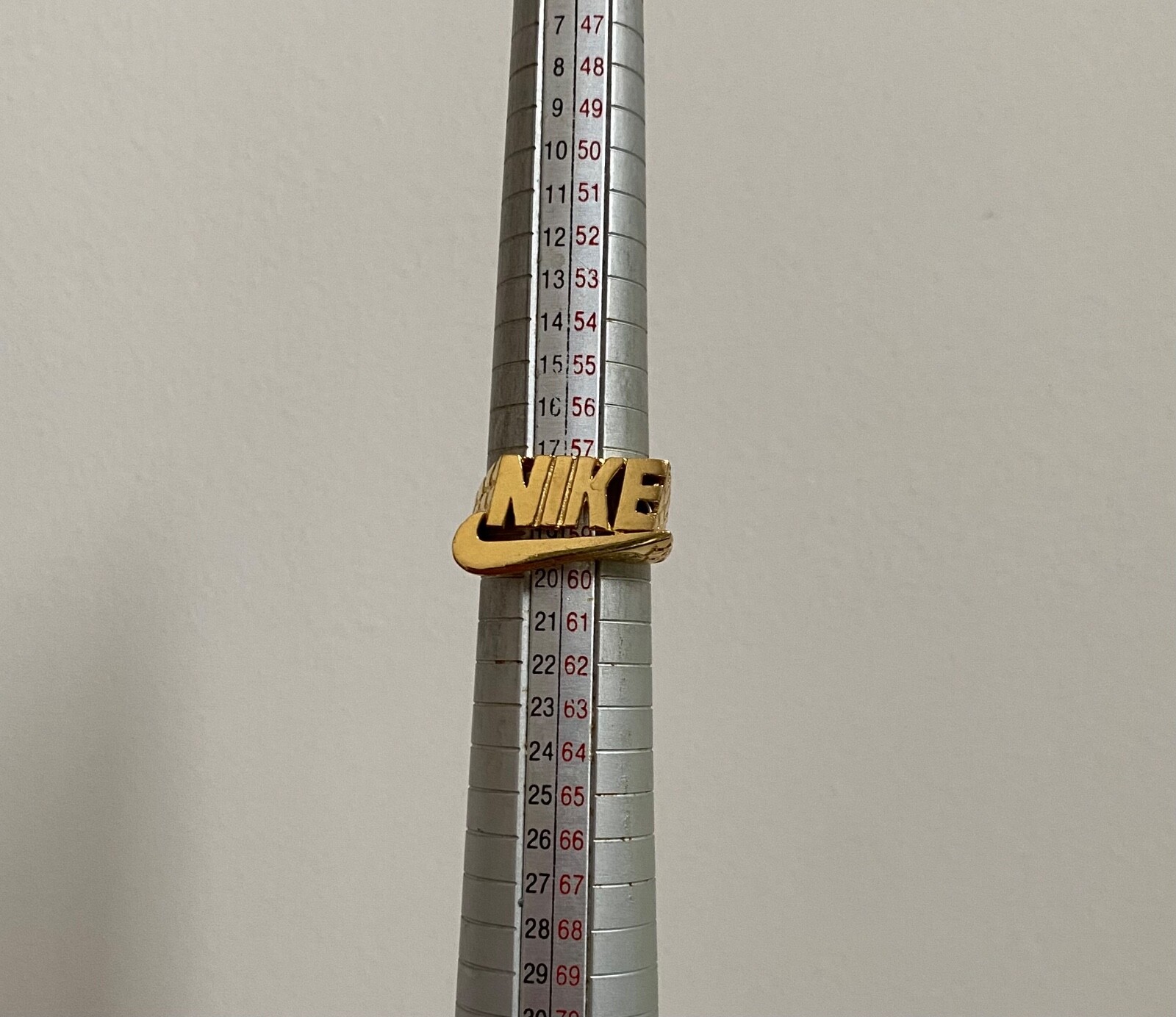Vintage NIKE Swoosh Logo Gold Chrome Metal Ring Jewelry Novelty Collectible
