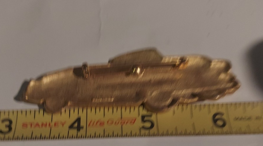 1950’s Classic Cadillac Goldtone 3 1/4 Inch Brooch Pin Signed JJ1986