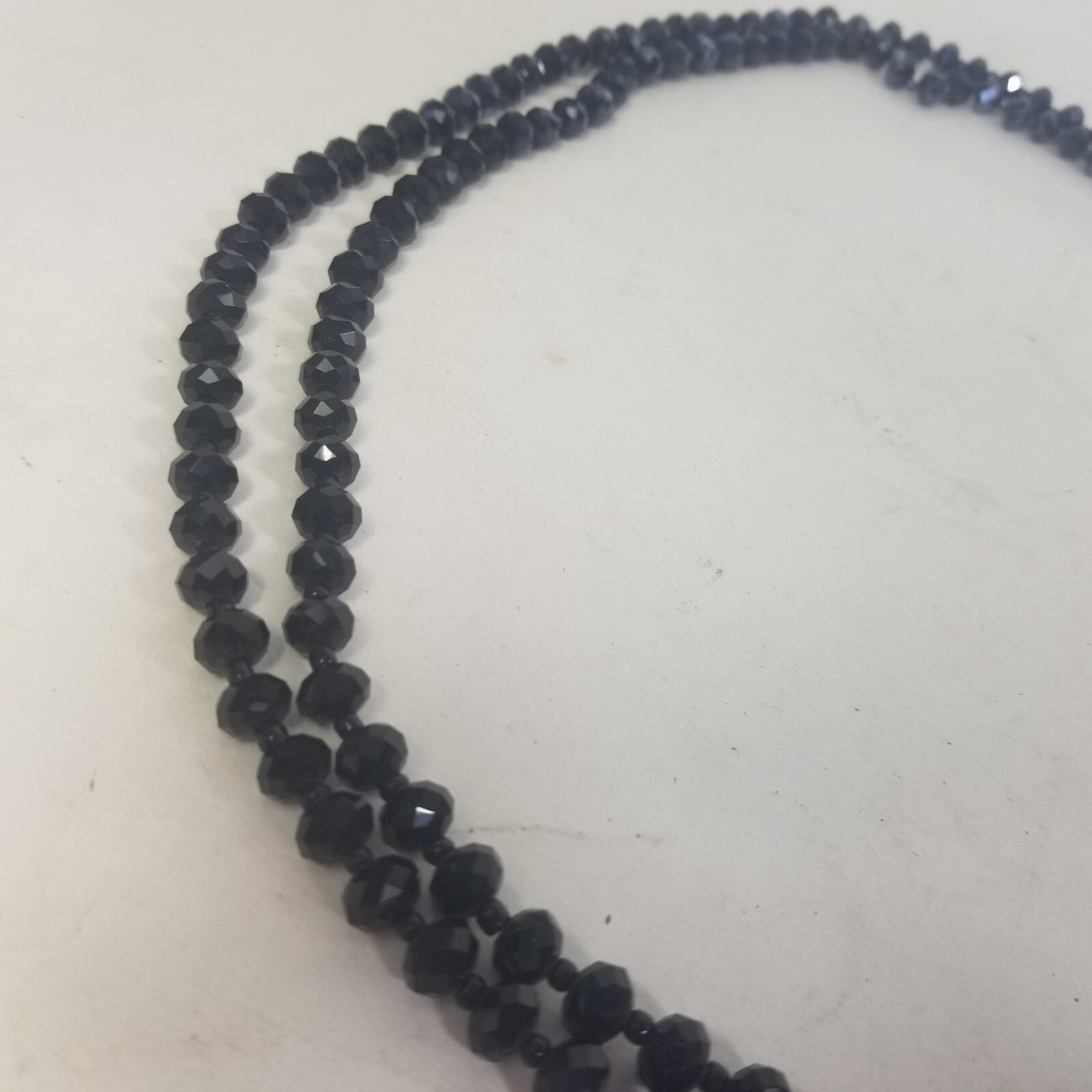 Vintage Silver Tone Black Faceted Rhinestone Beaded Statement Necklace