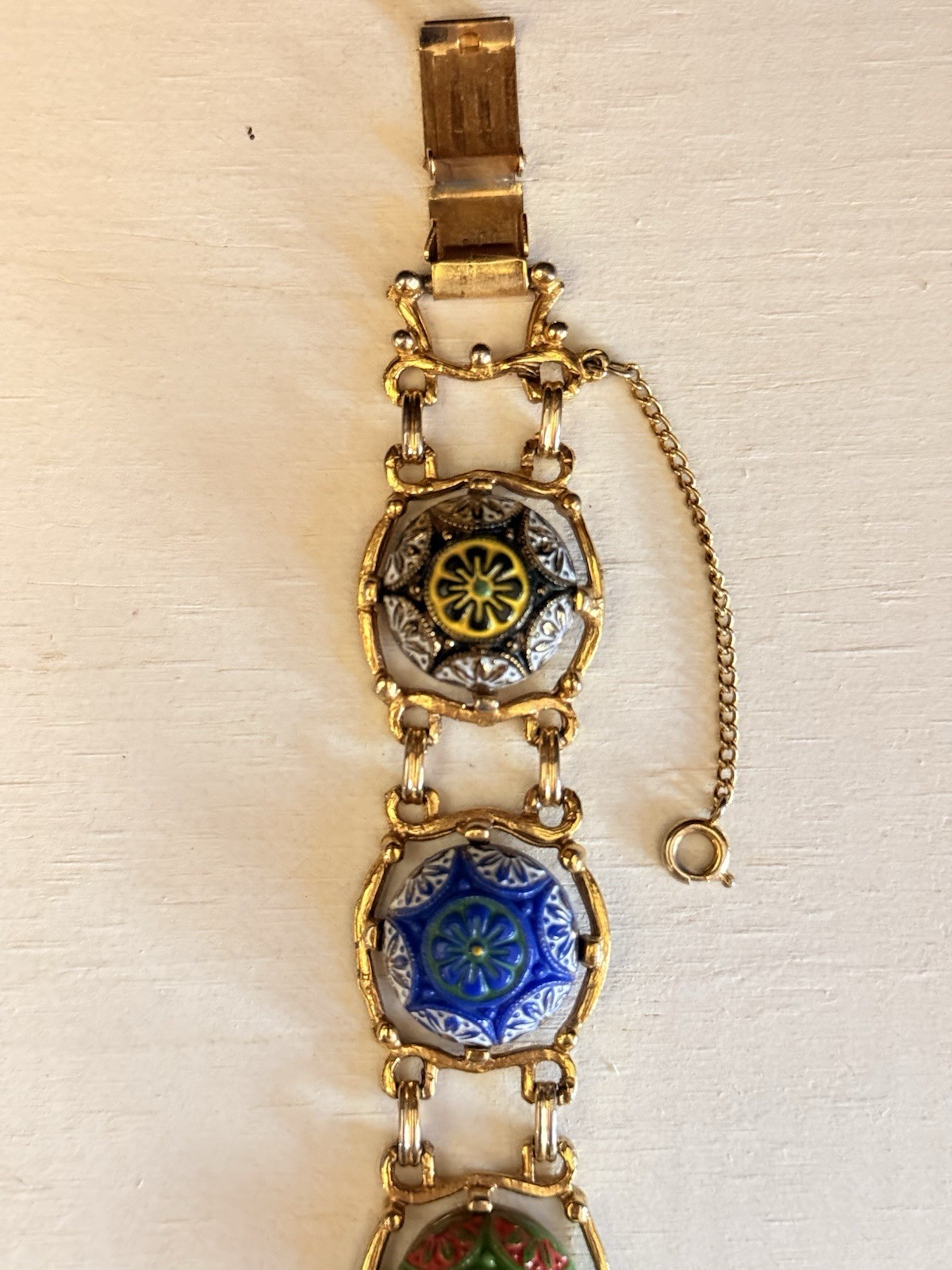 D&E for Celebrity Vintage Moroccan Matrix Glass Cabochon Bracelet