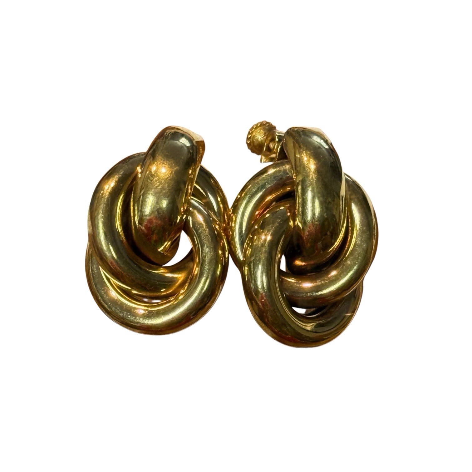 Vintage Napier Earrings Gold Tone Knot Screw Back Clip On Boss Lady Love Knot