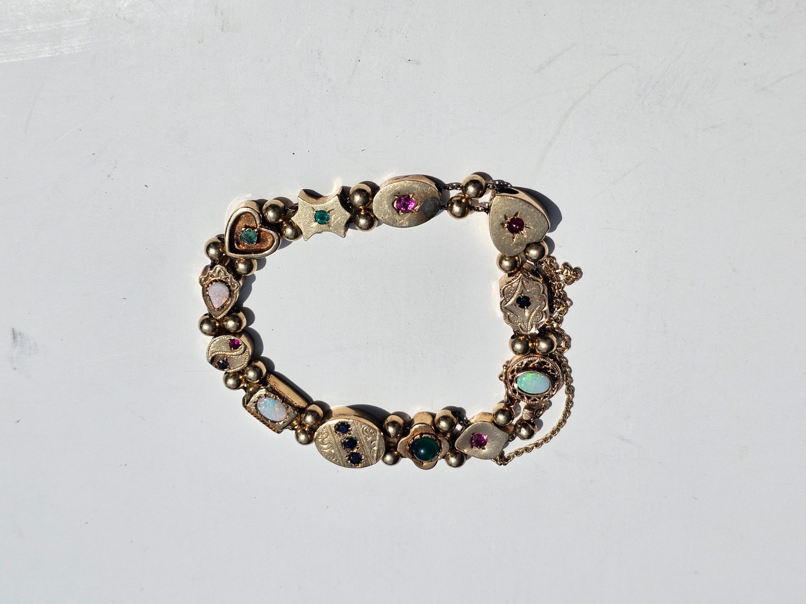 Antique Victorian 14K Gold Slide Bracelet 11 Charms 28g GIA Appraised