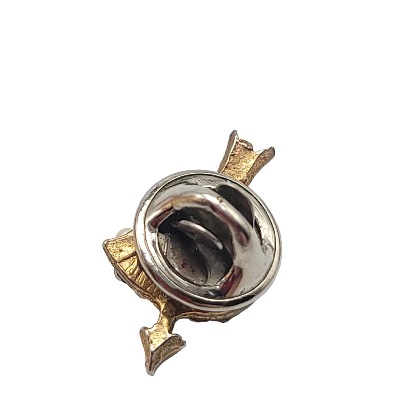 BAB Ballou Faux Pearl Clear Glass Rhinestone Heart Gold Tone Tie Tack Vintage