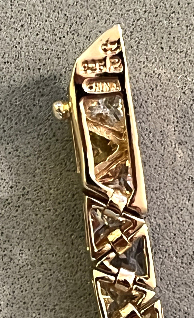 ROSS SIMONS Gold Plated Sterling 925 Trillion Cut Multi-color CZ Bracelet Mint