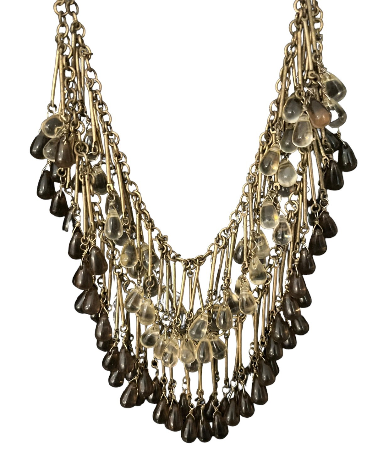 Vintage Coldwater Creek Art Nouveau Gold Tone Tear Drop Necklace Earrings Set