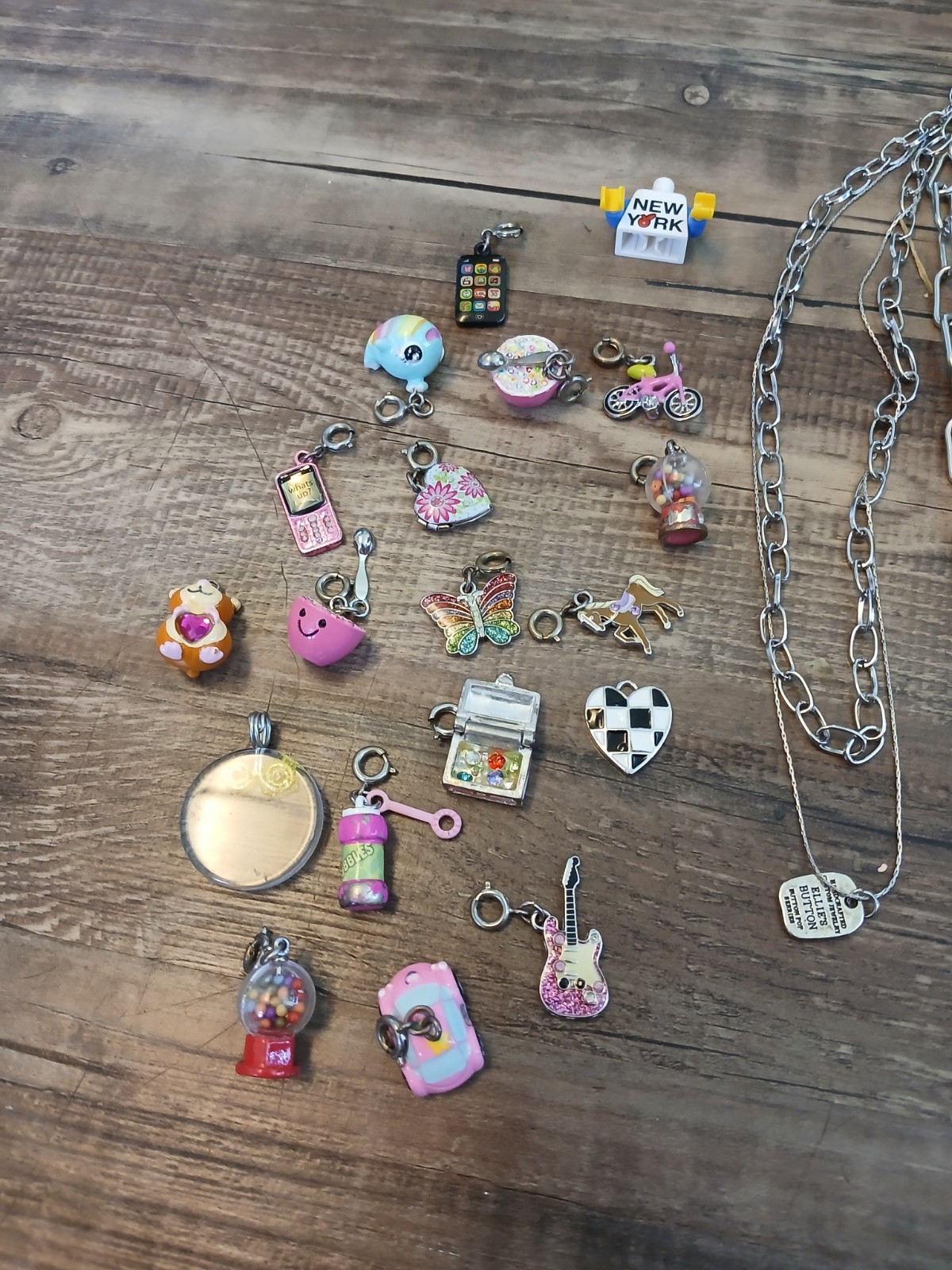Collectibles lot Metal Charms Charm Necklace Enamel Cross Pendant Treasure Chest