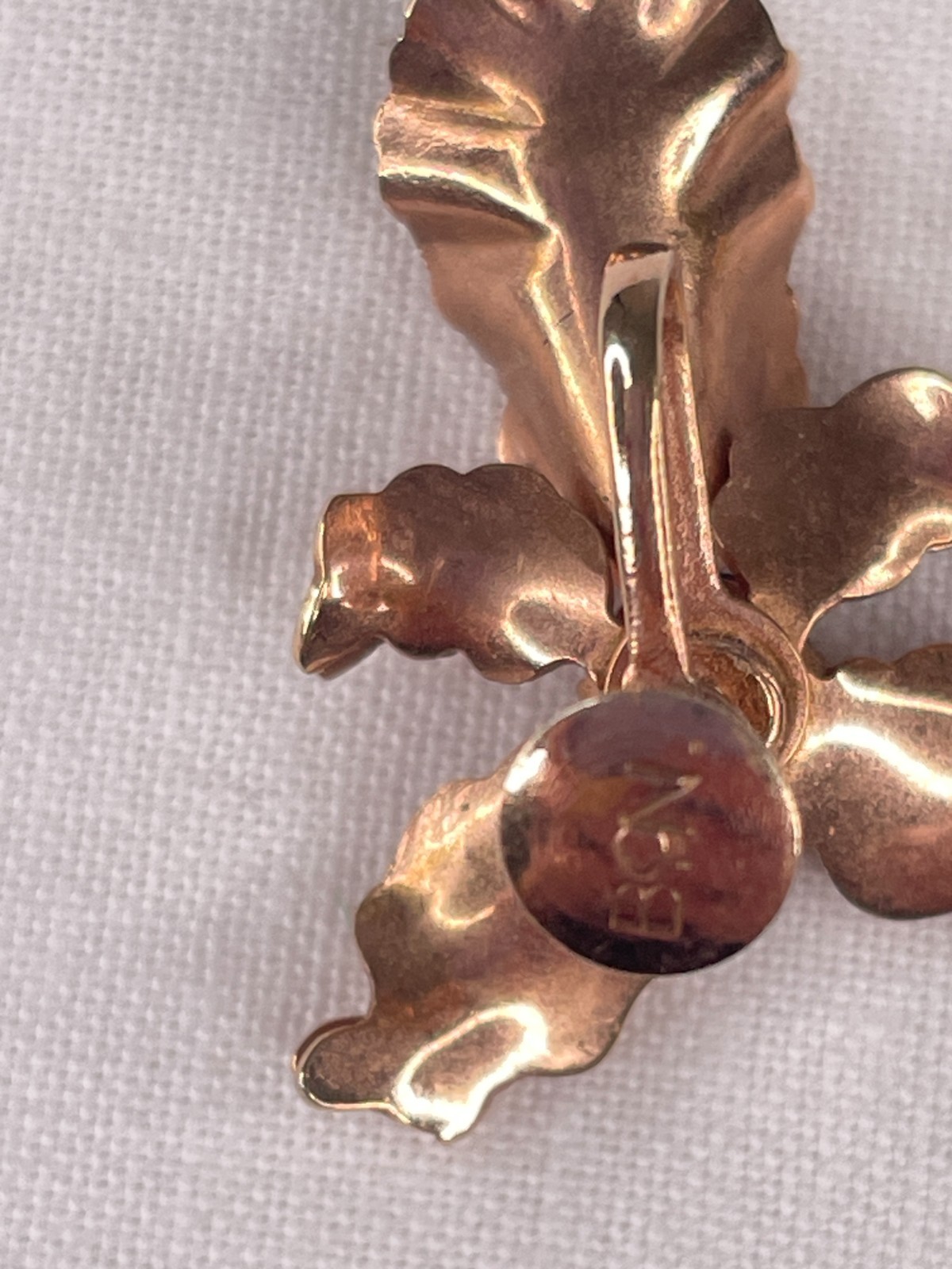 VTG Signed BN Orchid Flower Purple Crystal Rose Goldtone Screw Back Earrings