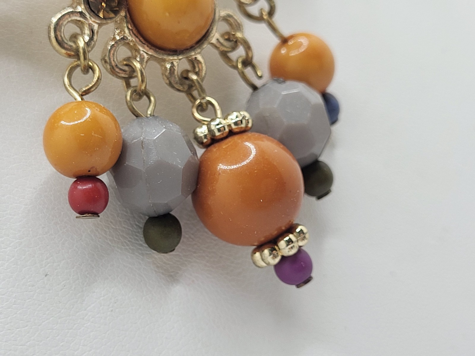 NENA Statement Natural & Acrylic Stone Choker Layered Faceted Beads & Pendant