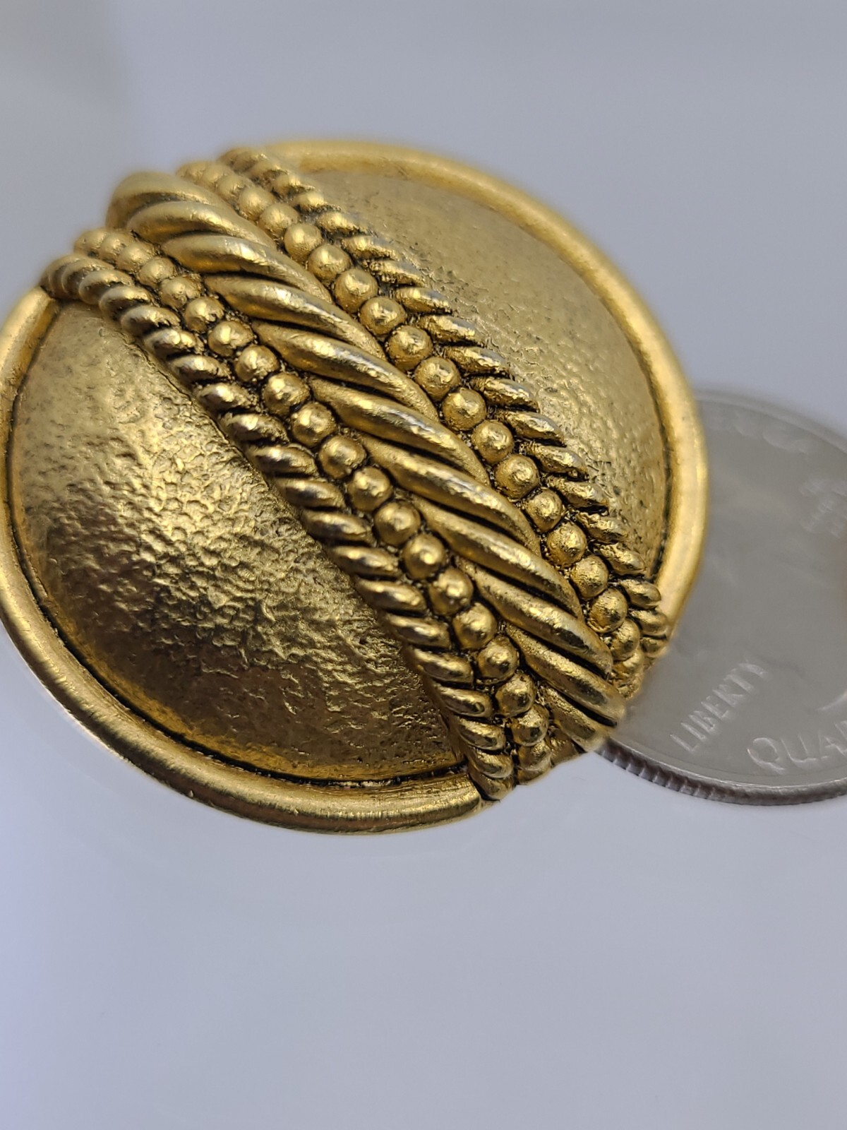 Vintage 80’s Heavy Large Dome Twist Gold-Tone Orena Paris Clip-on Earrings