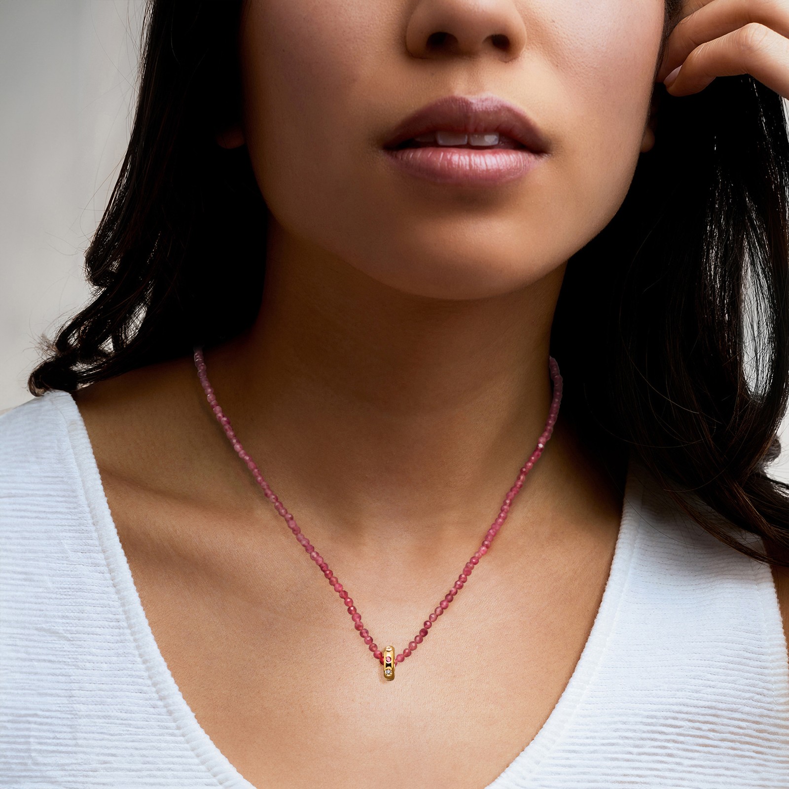 Ross-Simons Diamond & Rhodo Garn Charm in 18k Gold Plate