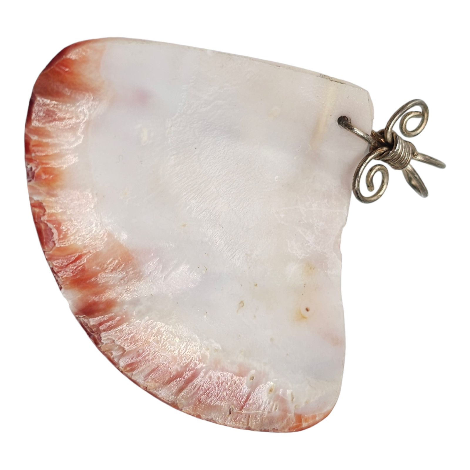 Pink Spiney Oyster Shell Shape Pendant Silver Tone Vintage