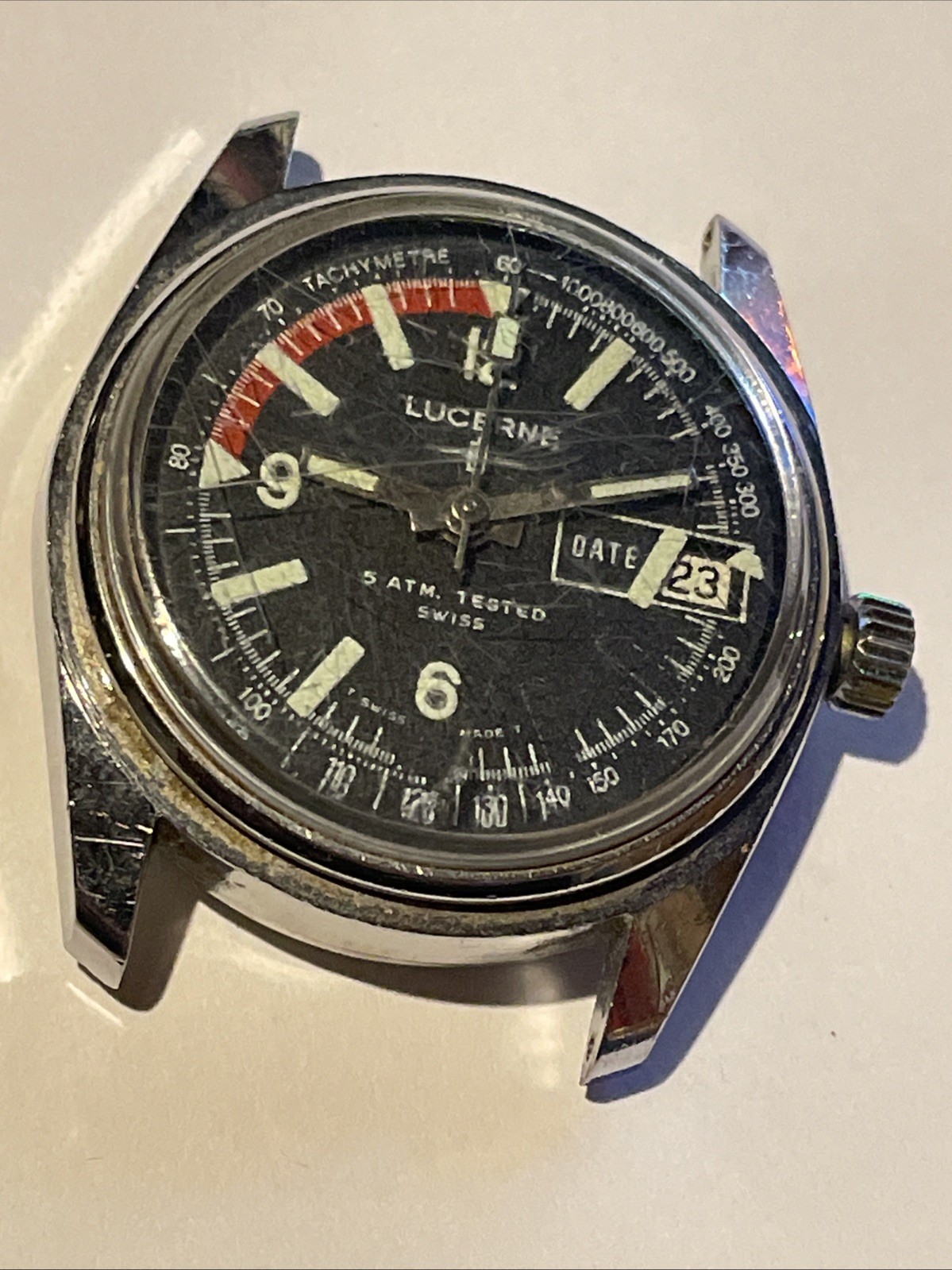 Diver Lucerne 5 ATM Steel Vintage Old Stock Manual Winding 33mm Read Description