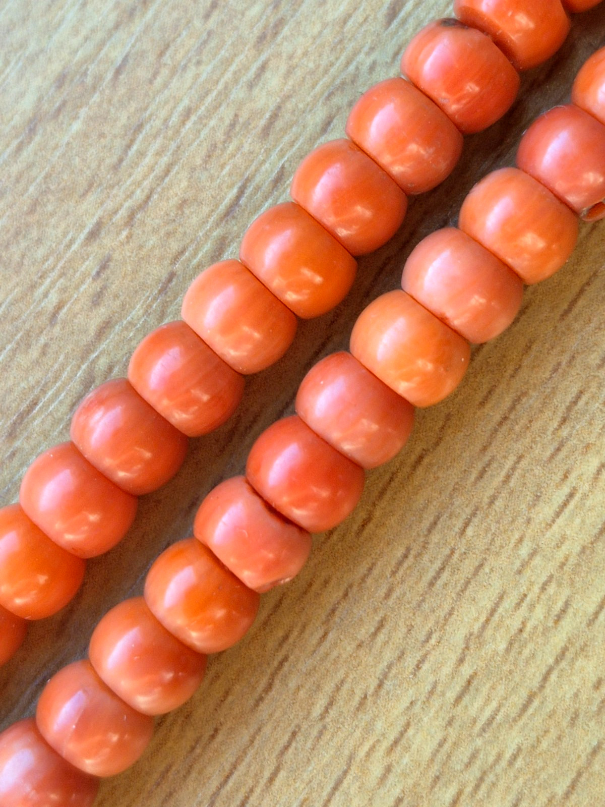 Antique necklace in Ukrainian style made of natural salmon-colored coral 26,2 gr