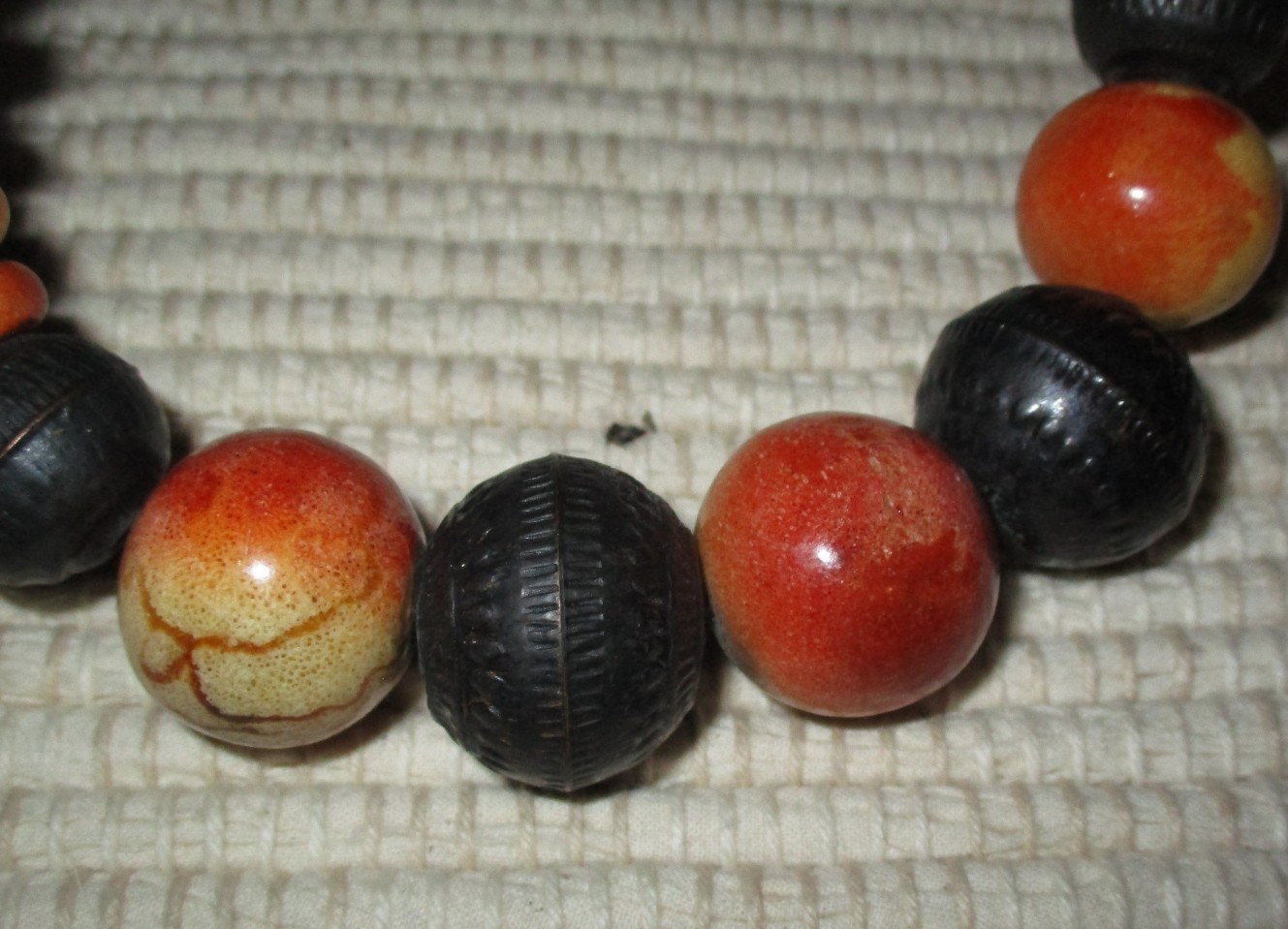 Vintage HUGE CHUNKY ARTISAN Bead Necklace Ceramic Metal Wood & Lucite WAY COOL!