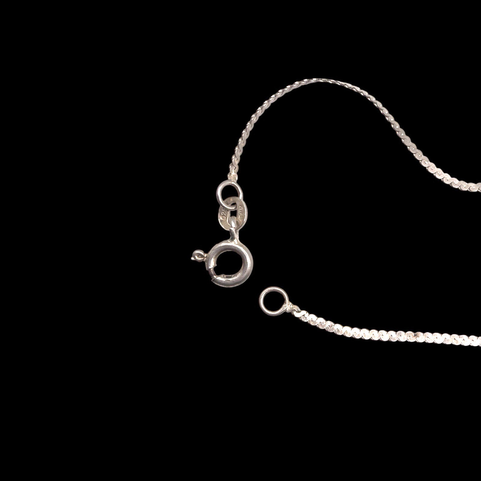 Vintage Italian 925 Sterling Silver Diamond-Flat Braided Chain Necklace, 16″