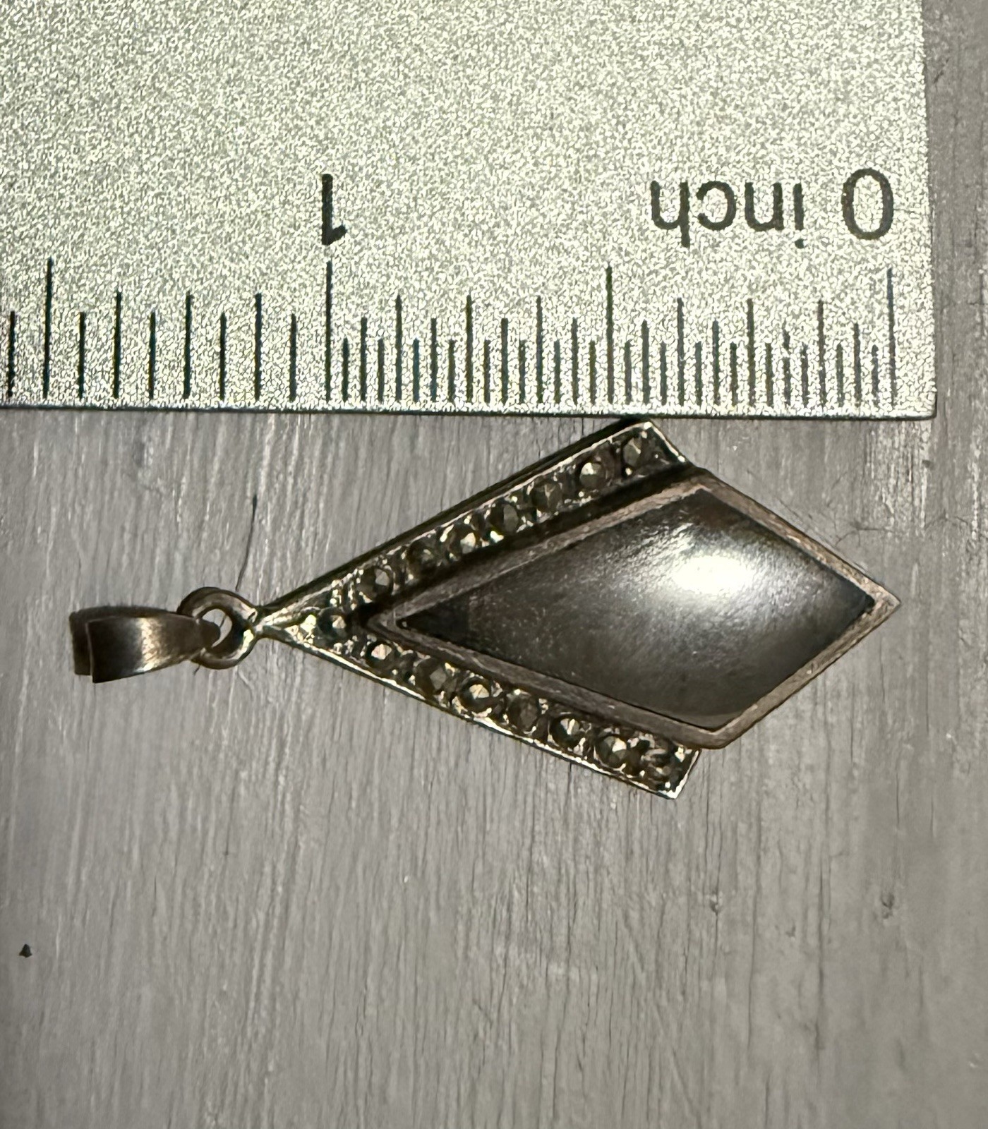 Vintage 925 Sterling Silver Lozenge Onyx Pendant (no chain)