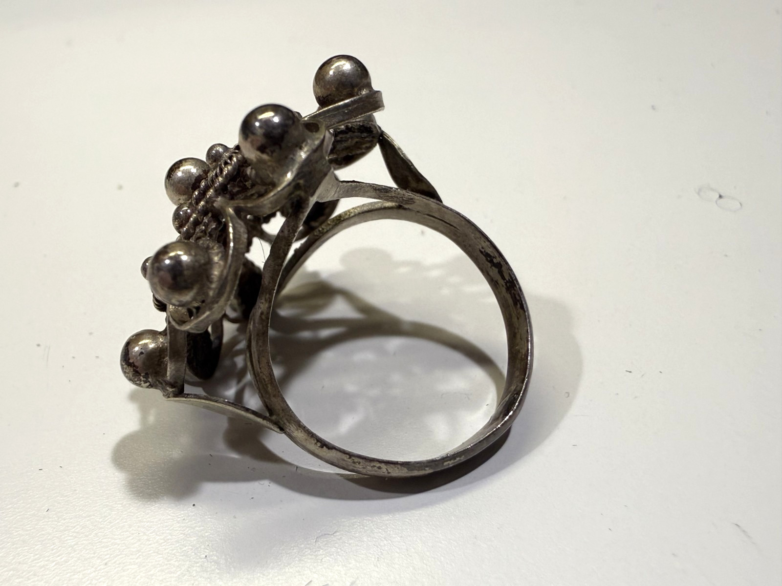 Vintage Tested Sterling Silver Domed Ornate Cannetille Filigree Ring Size 5.75