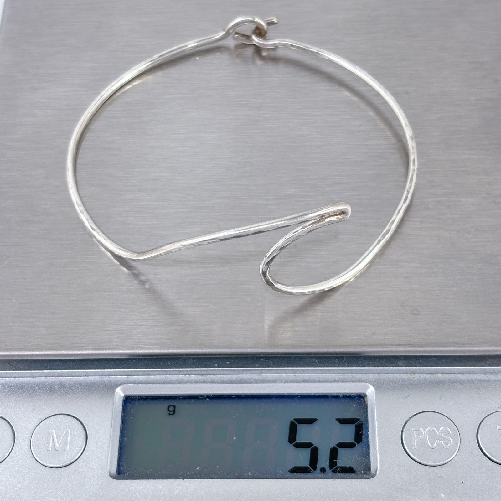 Vintage Wave Wire Bangle Bracelet | Sterling Silver 925 | 7″